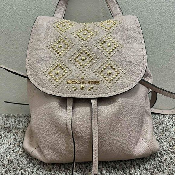 Michael Kors MK Designer Light Pink Leather Backpack Shoulder Bag - Picture 1 of 8